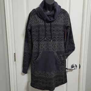 #077 Oxygen Grey Cowl Neck Sweater Dress Sz Med